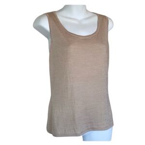 ST JOHN knit tank sweater, pretty gold/tan, sleeveless, Spring 2012 Collection M